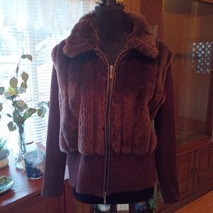 Elegant Brown Faux Fur Women's Jacket